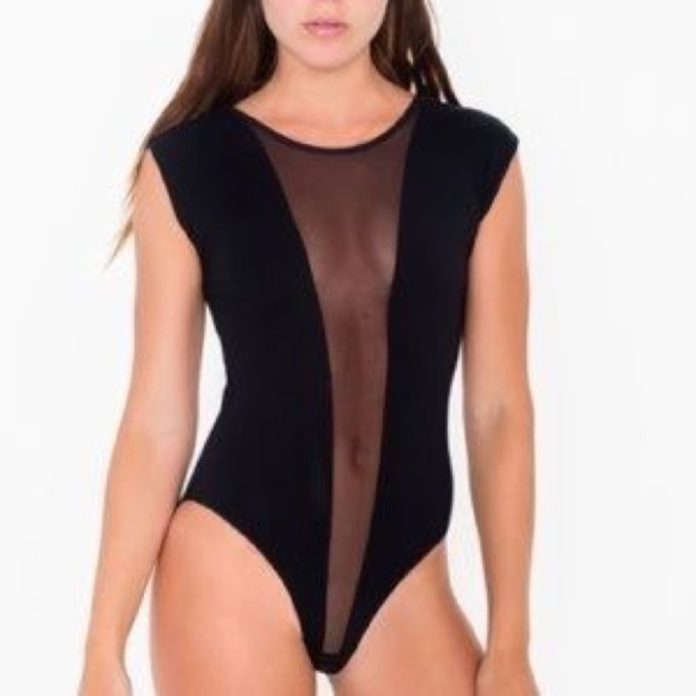 American Apparel Deep V Gloria Mesh Bodysuit